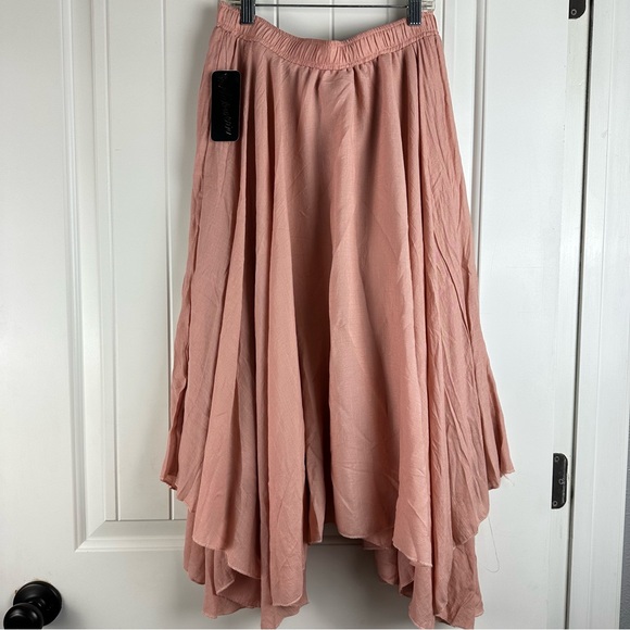 Metro Wear preppy boho blush pink high waisted midi skirt size medium - Picture 6 of 7
